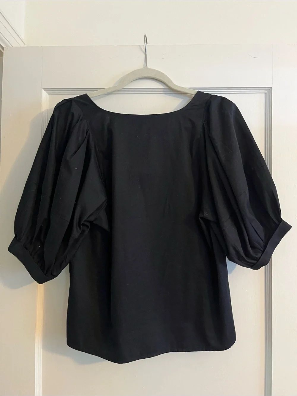 Madewell Black Puff Sleeve Scoop Neck Top - 100% Cotton